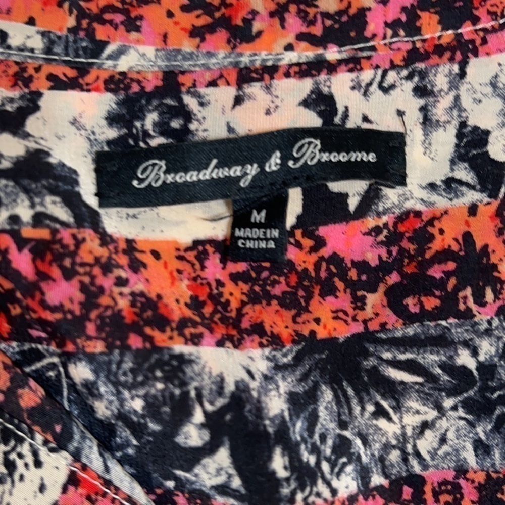 Madewell Black Flower Design 100% Silk Blouse - Picture 5 of 7